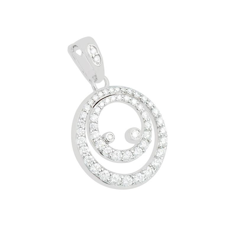 Taille brillant Pendentif en or blanc 18 carats serti d'un diamant blanc de 0,73 carats (D-Flawless) en vente