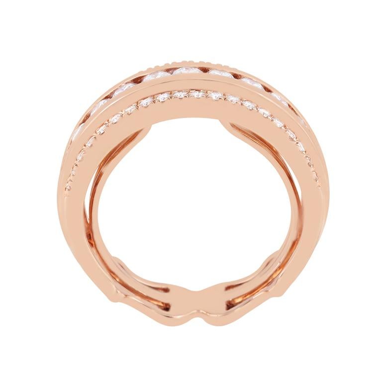 Moderne Bague en or rose 18 carats ornée d'un diamant blanc de 1ct (D-Flawless). en vente