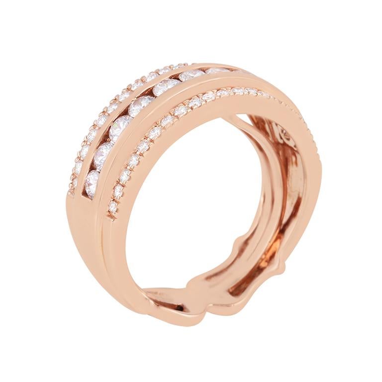 Taille brillant Bague en or rose 18 carats ornée d'un diamant blanc de 1ct (D-Flawless). en vente