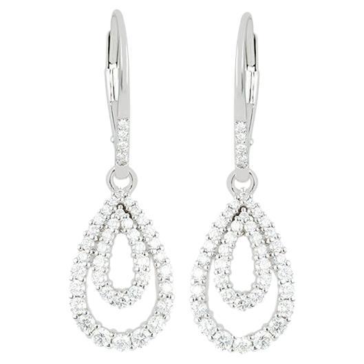 Orecchini a goccia con diamante da 1,18 carati (senza difetti) in oro bianco 18 carati in vendita