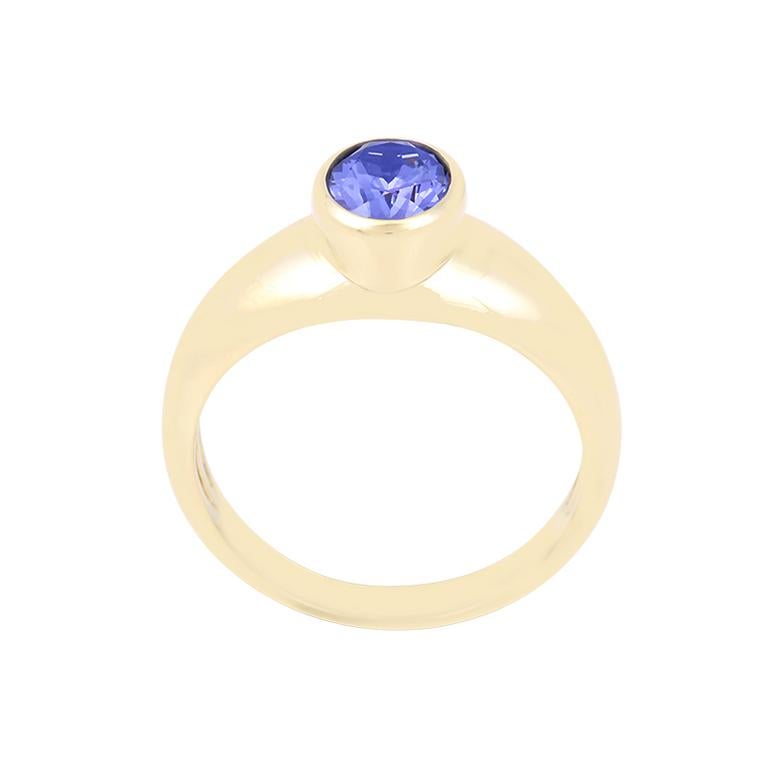 Moderno Anello da uomo in oro giallo 18 carati con tanzanite 1,59 carati AAA in vendita