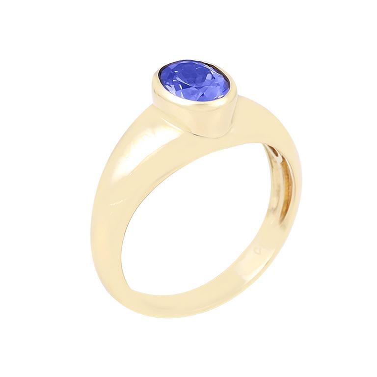 Taglio brillante Anello da uomo in oro giallo 18 carati con tanzanite 1,59 carati AAA in vendita