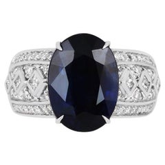 Blauer Kyanit & weißer Diamant in 18K Weißgold Ring 9,53cts