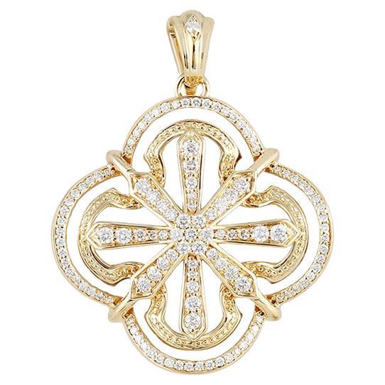 Pendentif en or jaune contenant un diamant blanc de 1,07 carat (sans défaut) en vente
