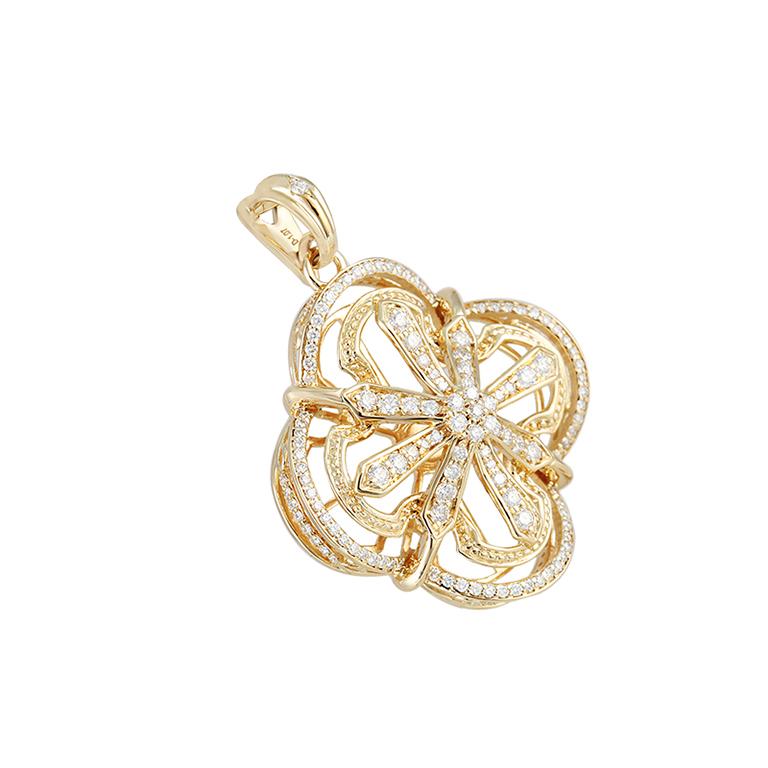 Taille brillant Pendentif en or jaune contenant un diamant blanc de 1,07 carat (sans défaut) en vente