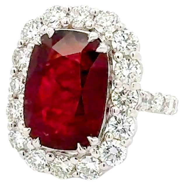 Rubinring 8,08 Karat Unerhitzter Rubin 18K Weißgold 3,28ct Diamanten