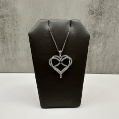 Vera Wang Love 10K White Gold Diamond Sapphire Heart Necklace 0.34ct