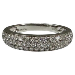 18K White Gold Diamond Pave Ring 0.75ct HI SI Odelia Size 6.5
