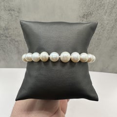 10K Gelbgold Süßwasserperlen Armband 8 9mm 7 Zoll