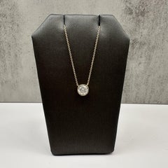 GIA 1 Carat Round Diamond Bezel Necklace 14K Yellow Gold I VS2