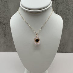 Morganite Garnet Inlay Necklace 24K 18K 14K Gold 18 Inch