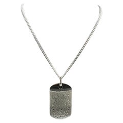 Dog Tag Pendant Cuban Chain Necklace Sterling Silver 22in New