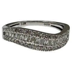 0.50ctw Natural Diamond Wavy Ring 14K White Gold Size 6.75