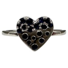 0.27ctw Blue Sapphire Heart Ring 14K White Gold Size 6.5