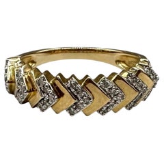 0.22ctw Natural Diamond Chevron Ring 10K Yellow Gold Size 7