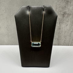 Bezel Set Aquamarine Necklace 14K Yellow Gold 2.93ctw Adjustable 16 18in
