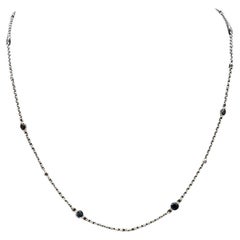 Collier « Designer Effy Sapphire Diamond Station » en or blanc 14 carats, neuf dans son emballage d'origine