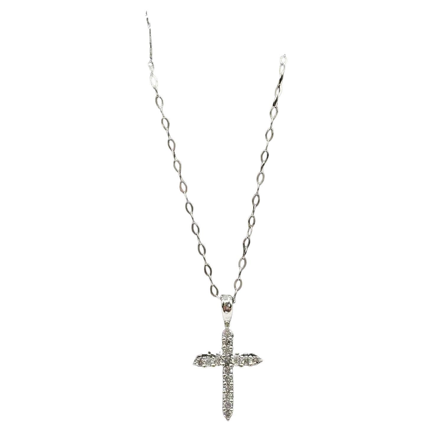 Collier croix de diamants en platine - 0.25ctw GH I1, 18", Pré-aimé