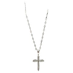 Estate Diamond Cross Necklace in Platinum - 0.25ctw GH I1, 18", Pre-Loved