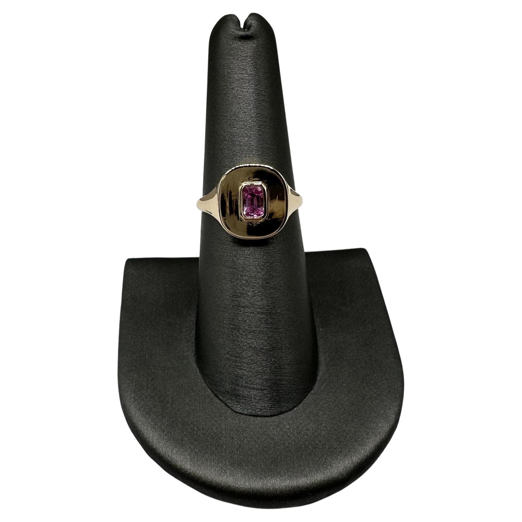 Bague en or jaune 14kt sertie d'un saphir rose - 0.41ctw, Taille 6.5, New en vente