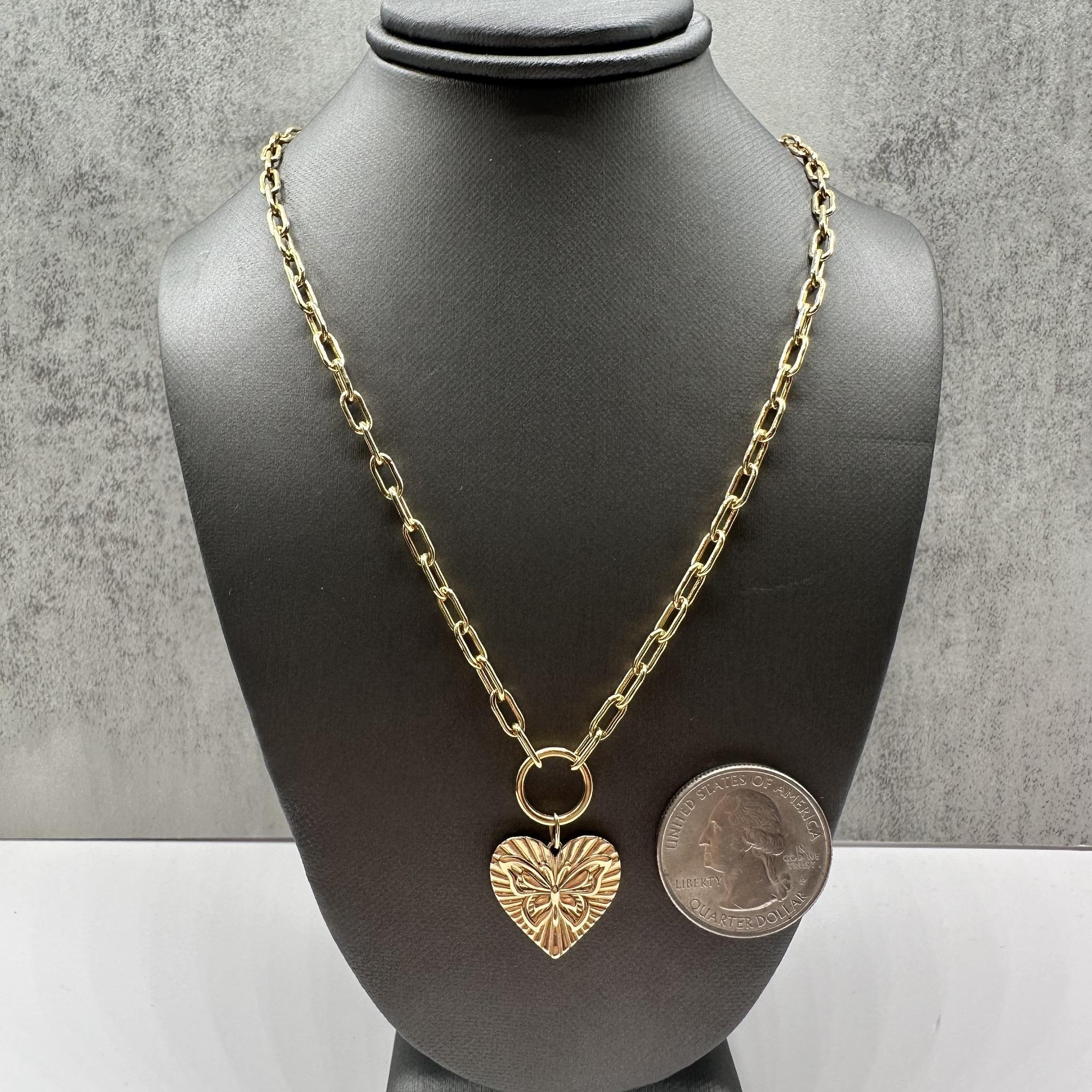 Collana con cuore a farfalla in oro giallo 10kt - 18