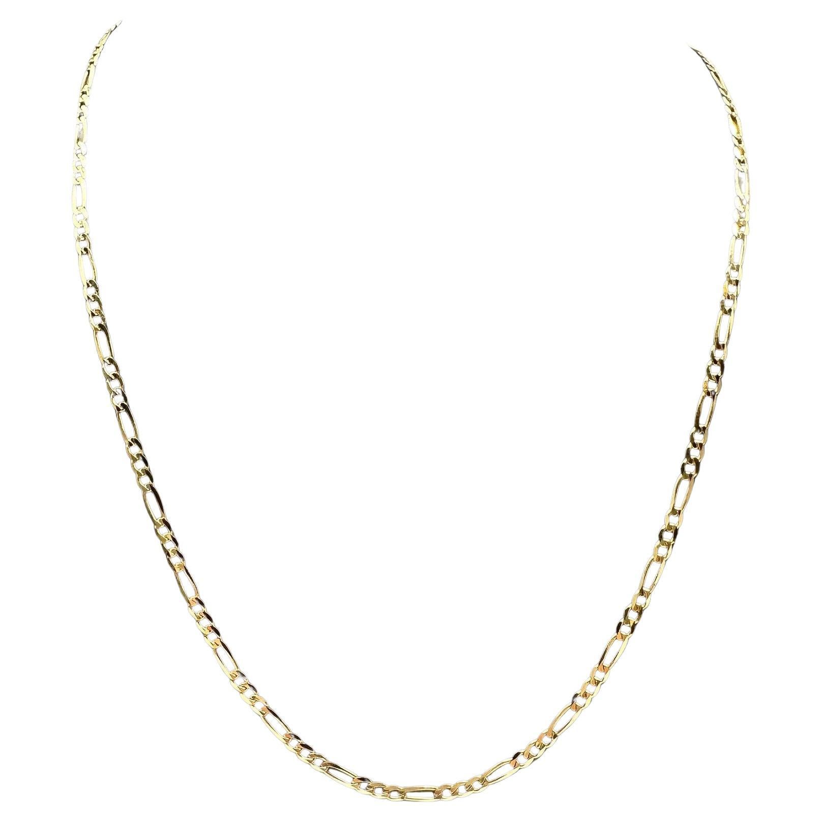 Chaîne italienne Figaro en or jaune 14kt - 18", 2.4mm, 3.6g, fermoir à anneau à ressort
