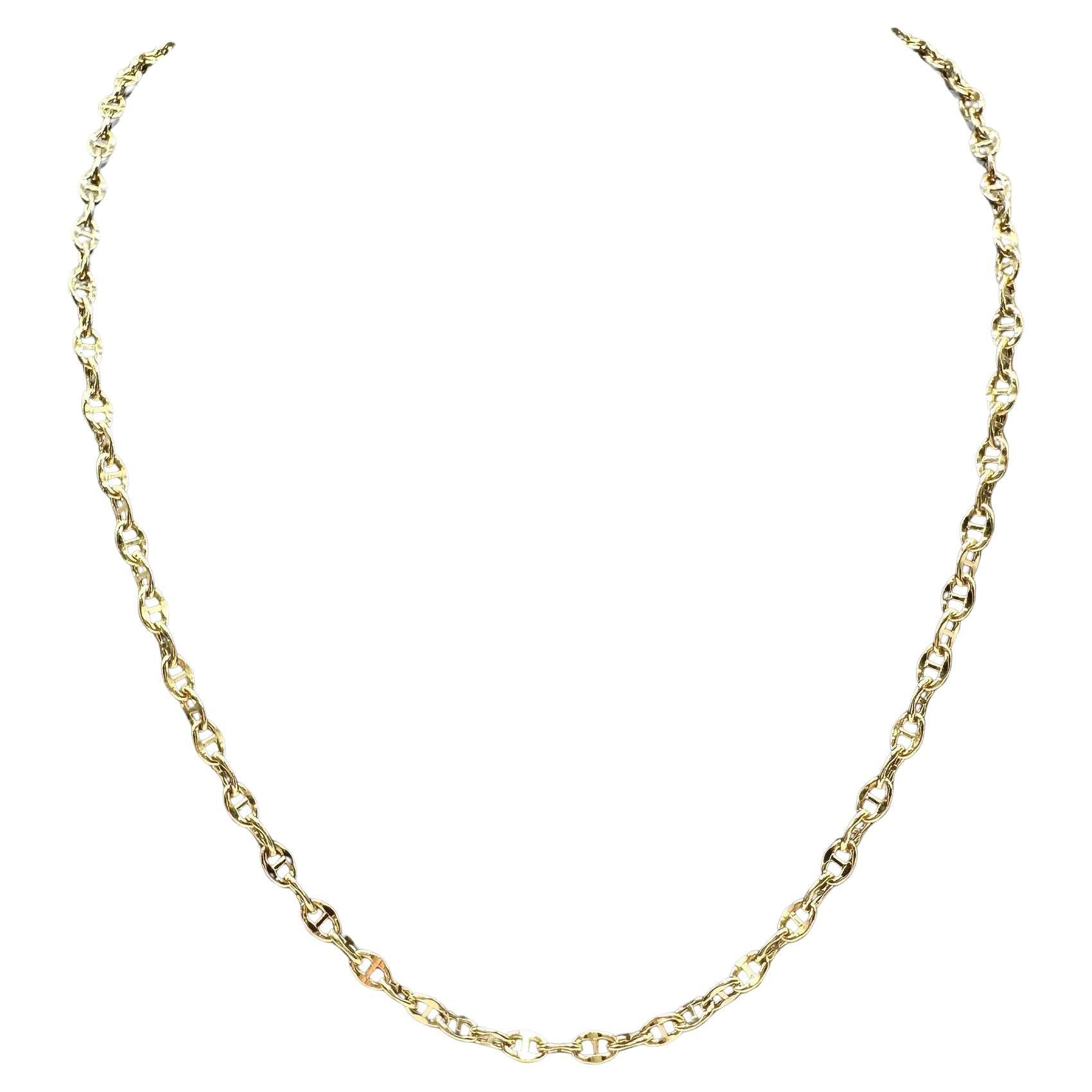 Mariner Link Chain in 14kt Yellow Gold - 18-21", 3.3mm, 4.1g, Lobster Clasp, New For Sale