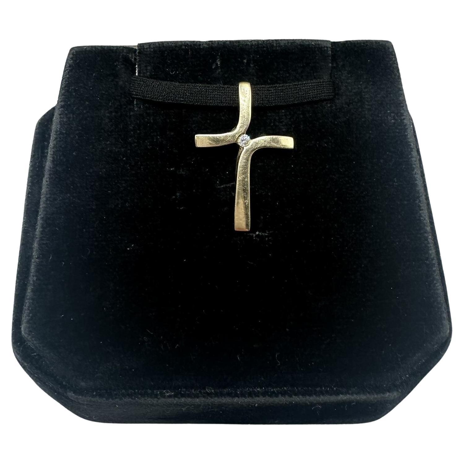 Croix de diamant en or jaune 14kt - 0.02ctw GH I1, Pré-aimé