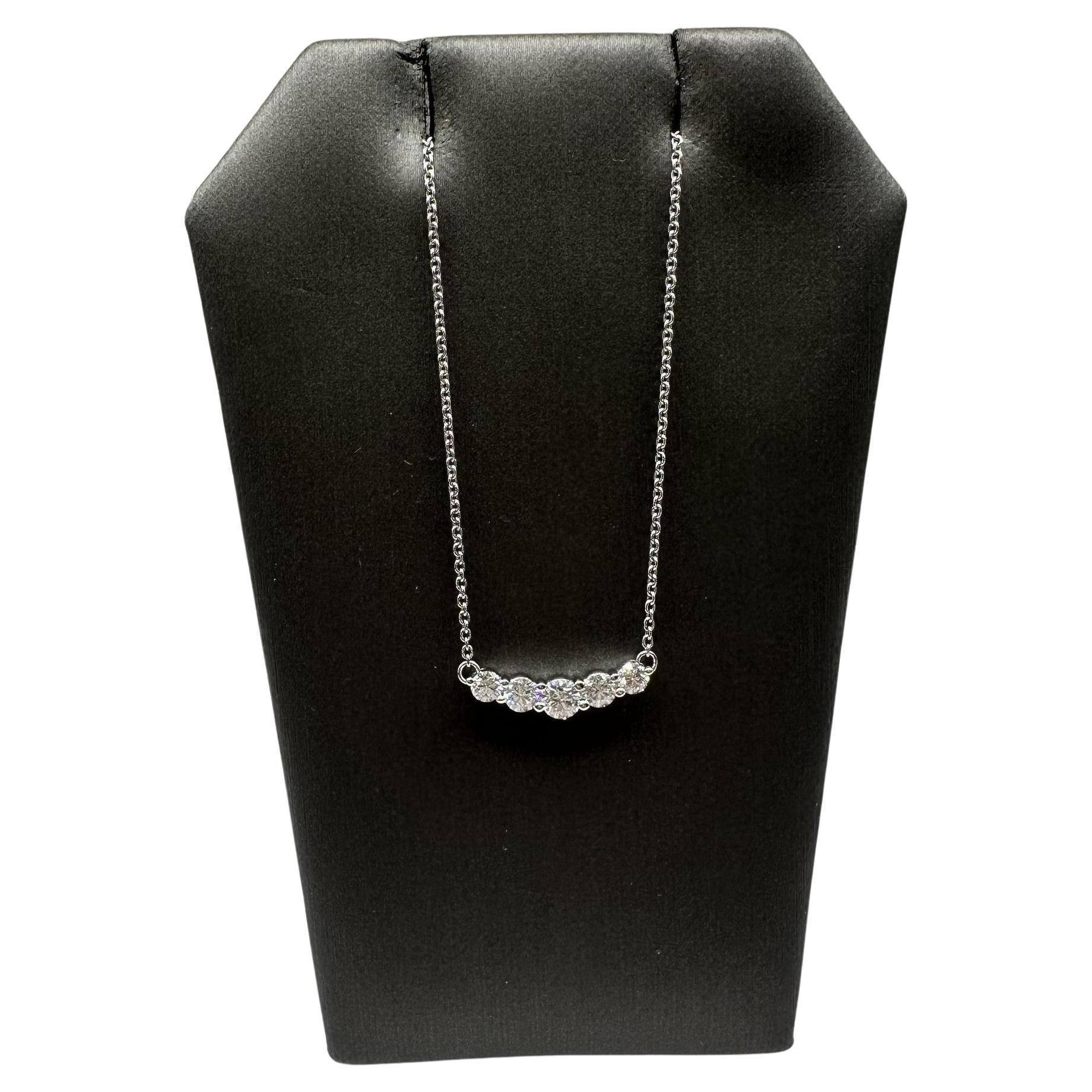 Collana a barre con diamanti graduati in oro bianco 14 carati - 0,50ctw GH SI2-I1, 18" in vendita