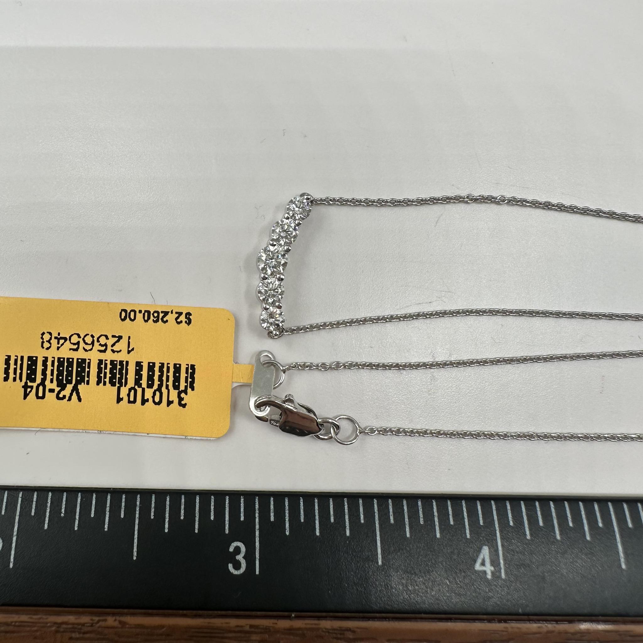 Collana a barre con diamanti graduati in oro bianco 14 carati - 0,50ctw GH SI2-I1, 18