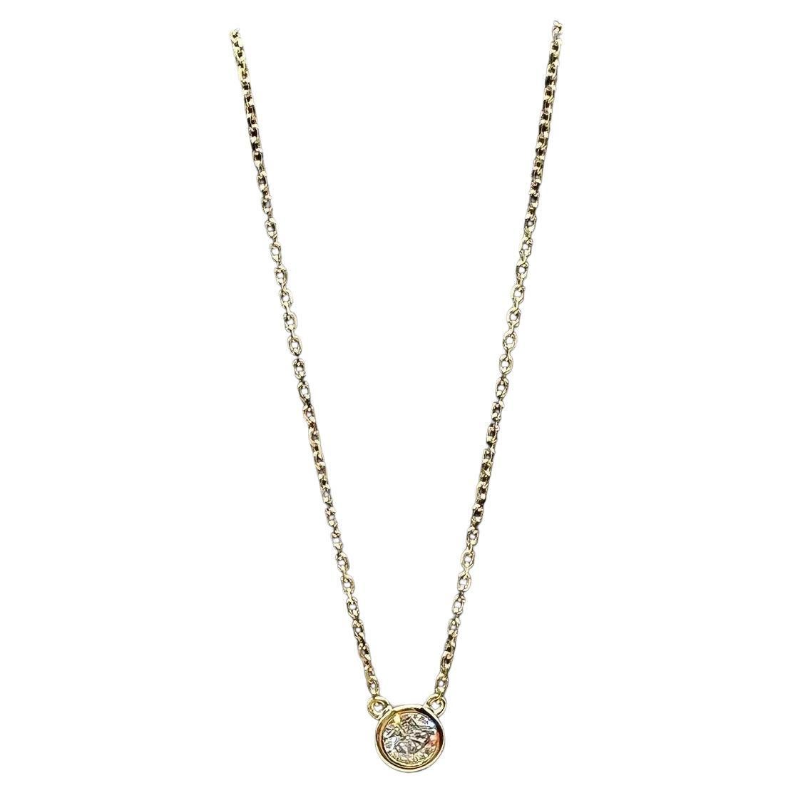 Collana con diamanti incastonati in oro giallo 14kt - 0,20ctw HI I1, 16", Nuovo in vendita