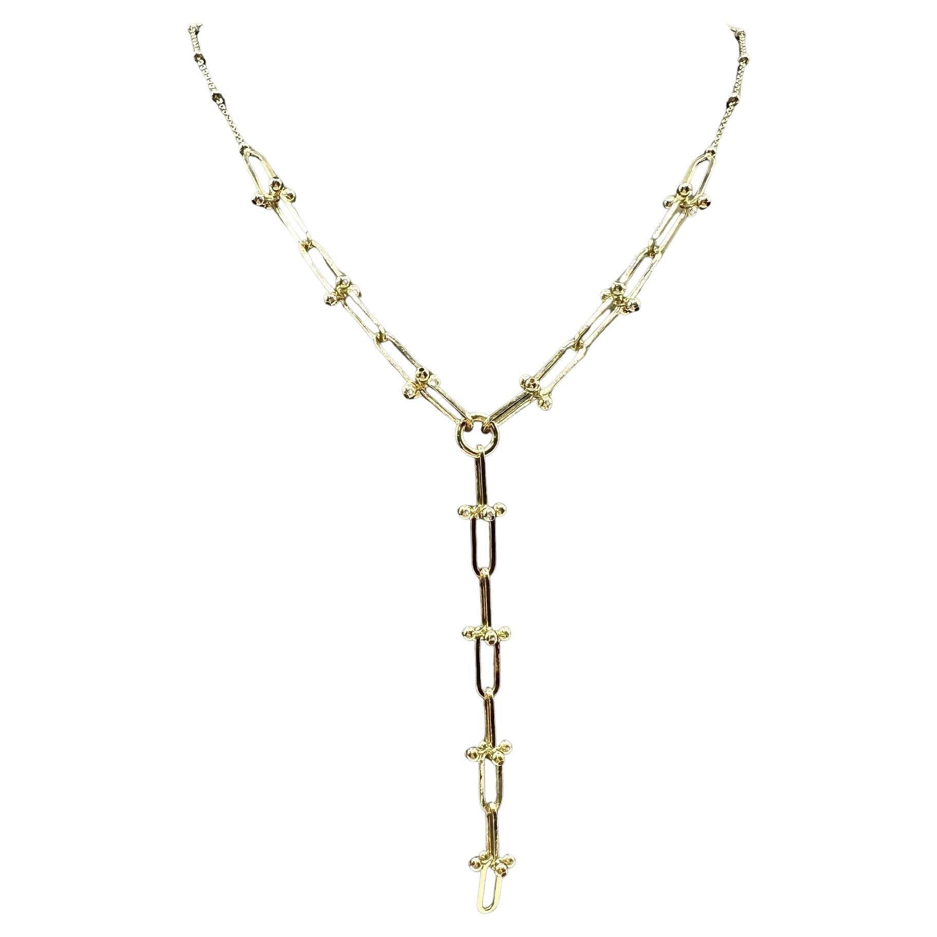 14kt Gelbgold Hardware Link Lariat Halskette - einstellbar 16-18", 3.9g, Neu