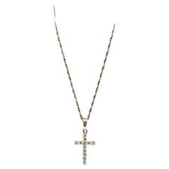 Collier croix en diamant en or jaune 14kt - 0.15ctw GH SI, 18", New Condition