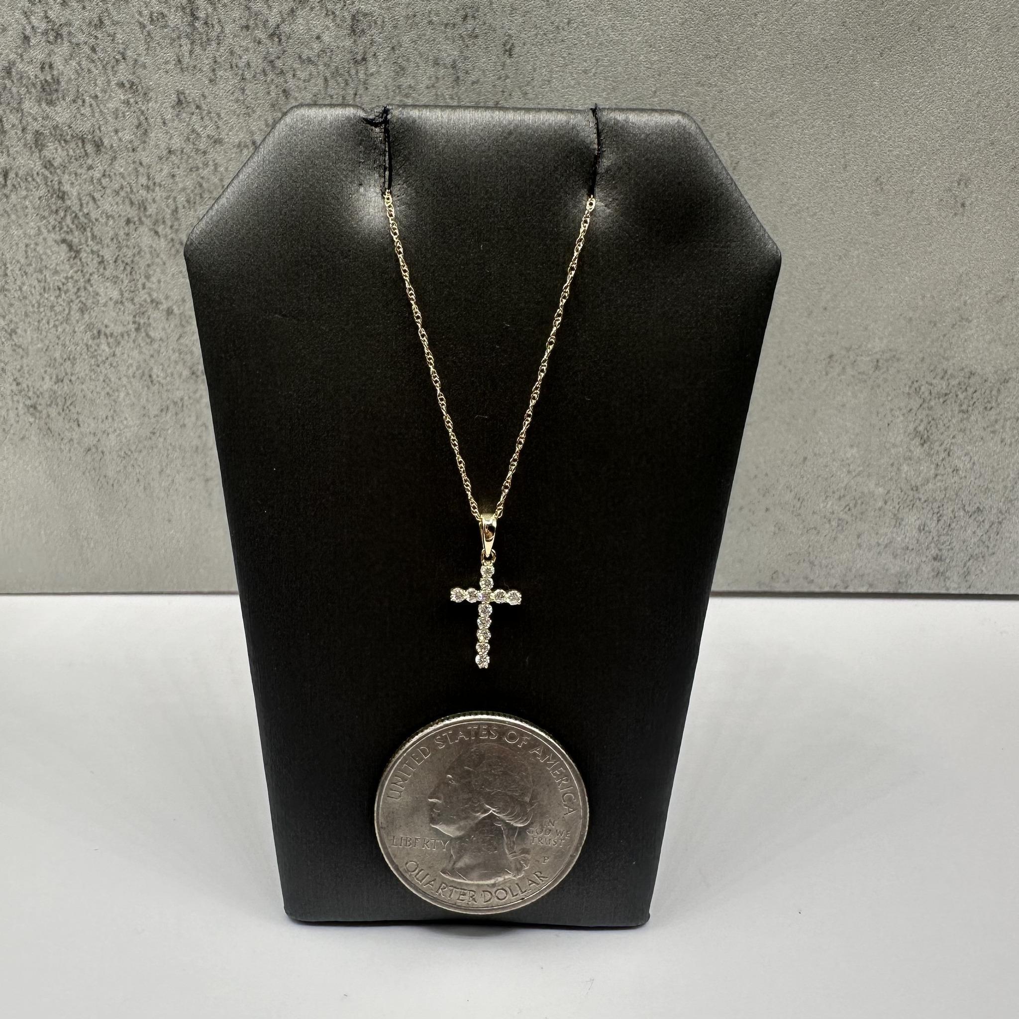 Collier croix en diamant en or jaune 14kt - 0.15ctw GH SI, 18