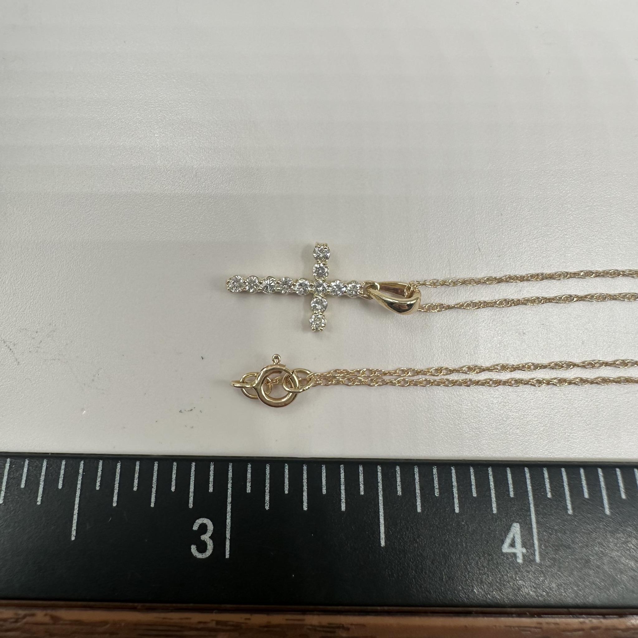 Collier croix en diamant en or jaune 14kt - 0.15ctw GH SI, 18