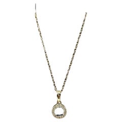 Topas & Diamant-Halskette aus 10kt Gelbgold - 4mm Londoner Blautopas, 0,06ctw