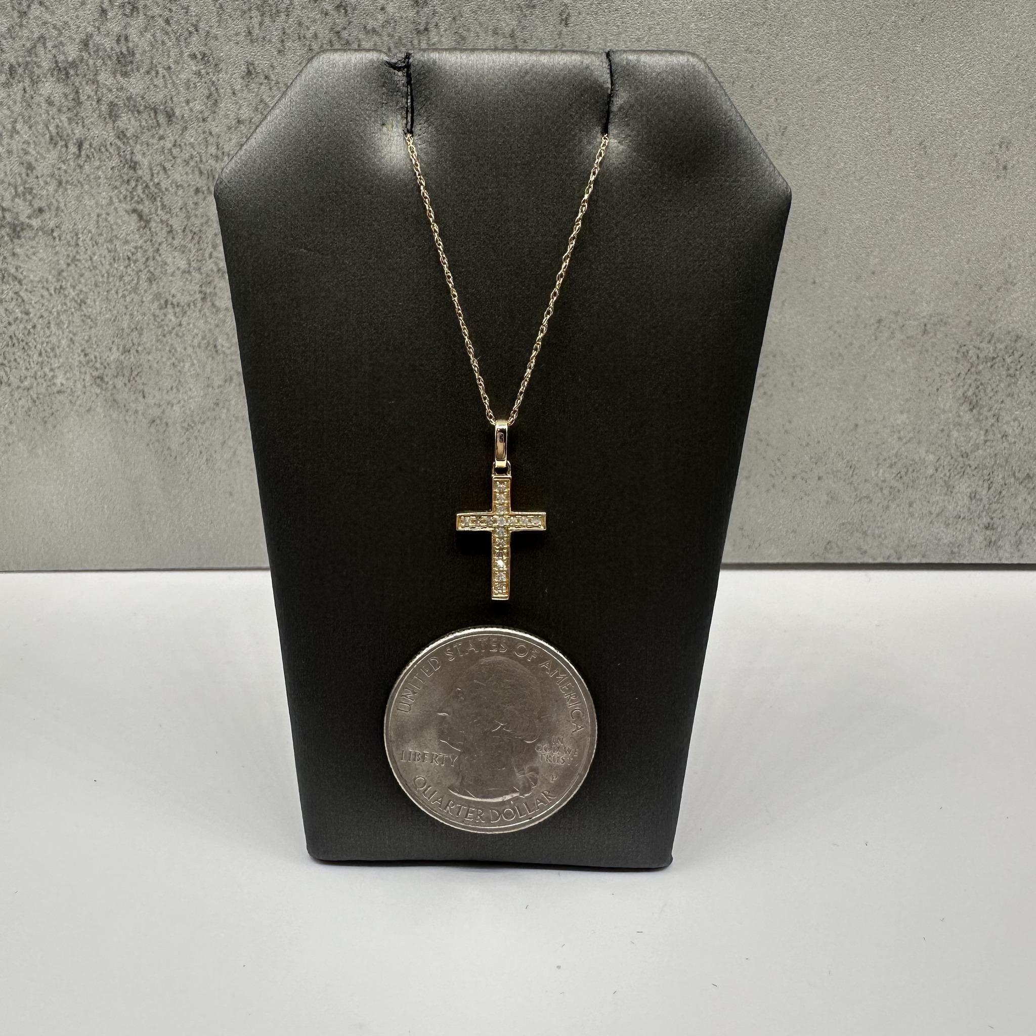 Collier croix de diamants en or jaune 14kt - 0.12ctw GH I1, 18