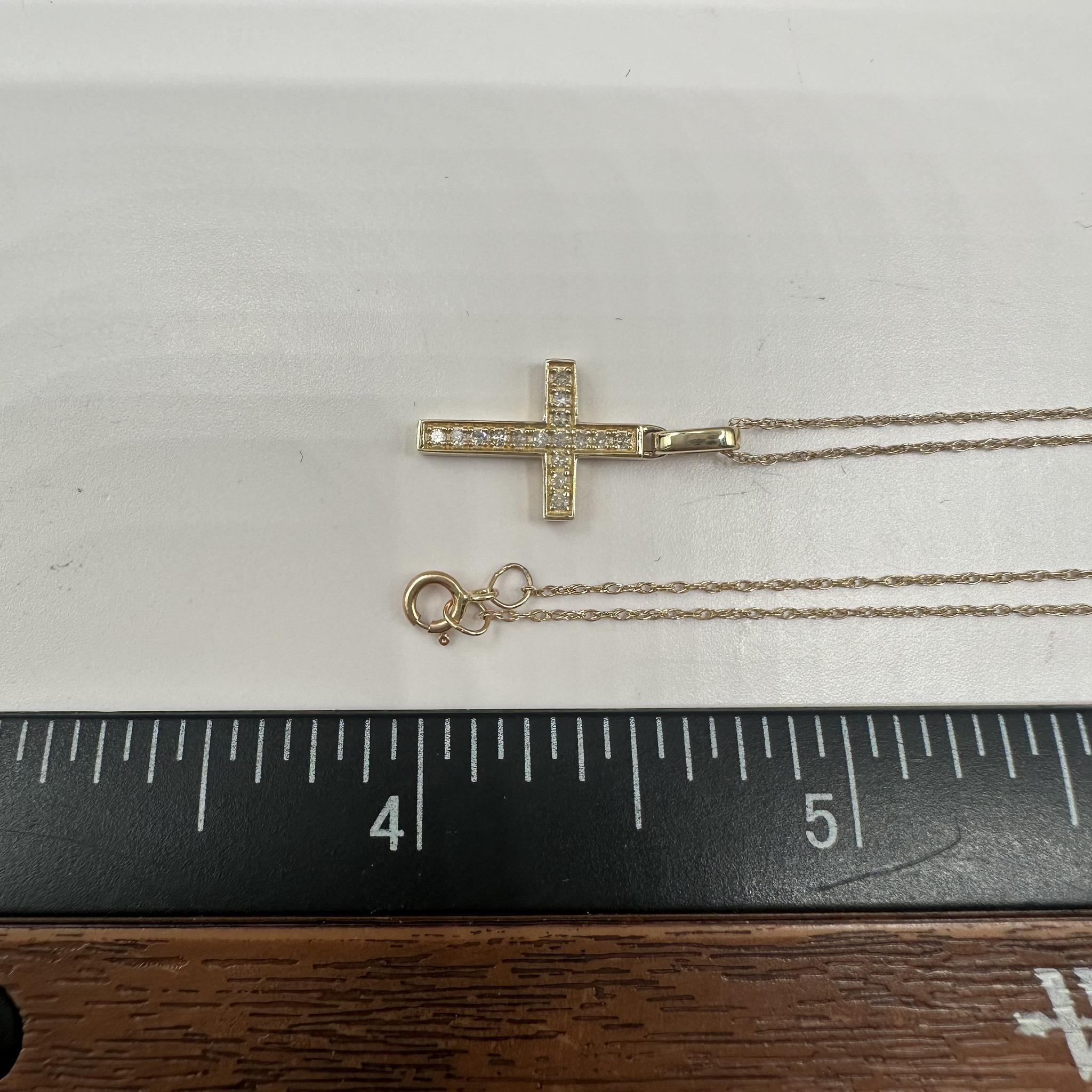 Collier croix de diamants en or jaune 14kt - 0.12ctw GH I1, 18