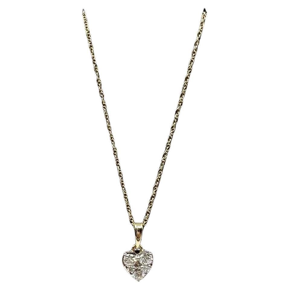 Collana con cuore di diamanti in oro giallo 14kt - 0,18ctw GH SI2-I1, 18", Nuovo in vendita