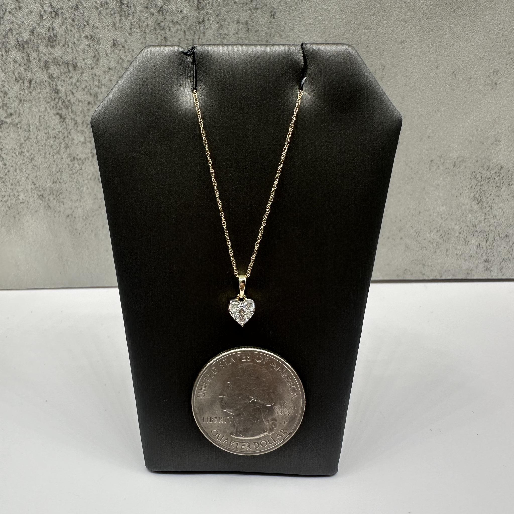 Collana con cuore di diamanti in oro giallo 14kt - 0,18ctw GH SI2-I1, 18