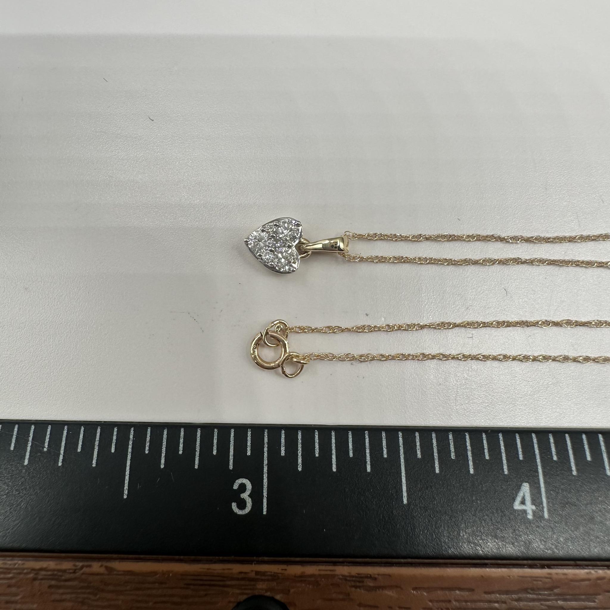Donna Collana con cuore di diamanti in oro giallo 14kt - 0,18ctw GH SI2-I1, 18