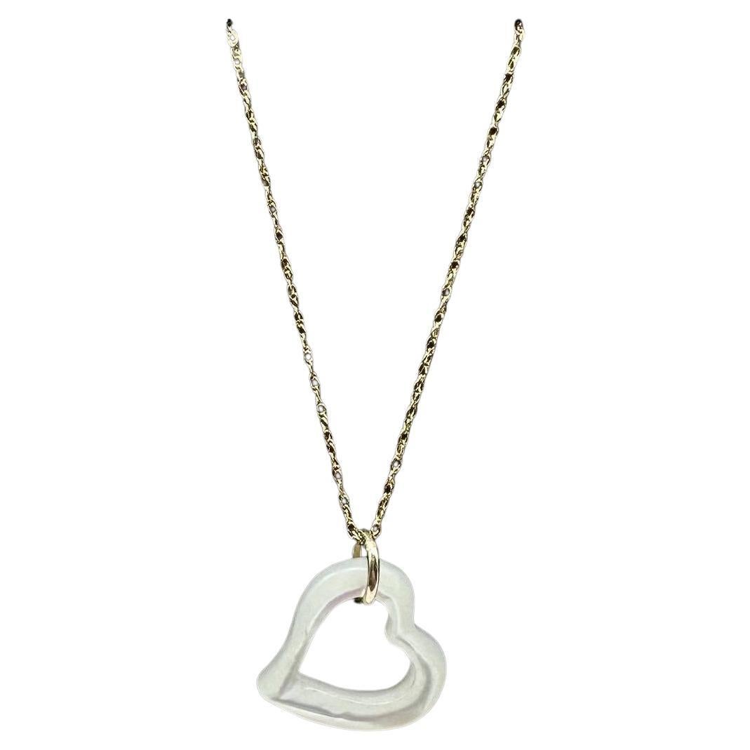 Collana Cuore di Madreperla in oro giallo 10kt - 18", chiusura ad anello a molla