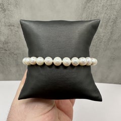 10K Yellow Gold Pearl Bracelet 7.2mm Round Pearls 7.375” 12g