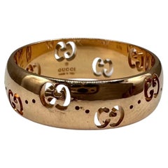 Gucci Icone in oro rosa 18 carati GG Anello largo 6mm Misura 7