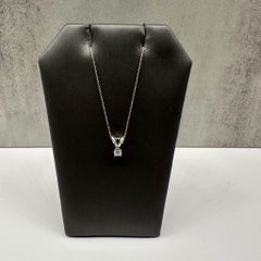 Diamond Solitaire Necklace in 14kt White Gold 0.12ctw GH SI Adjustable 18in