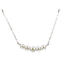 18K White Gold Diamond Bar Necklace 0.03ct GH SI Adjustable 16 Inch