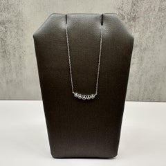 18K White Gold Diamond Bar Necklace 0.03ct GH SI Adjustable 16 Inch