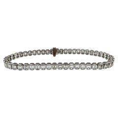 14K Weißgold Smaragdschliff Diamant-Tennisarmband 6,10ct FG VS