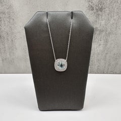 14K Weißgold Aquamarin Diamant Halskette 1,18ct GH VS Einstellbar