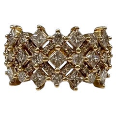2ctw Natural Diamond Ring 14K Yellow Gold Round Princess Size 7